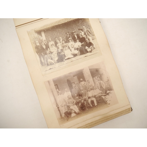 9018 - A victorian photograph album circa 1860's/ 70's containing approx 75 mounted albumen print photograp... 