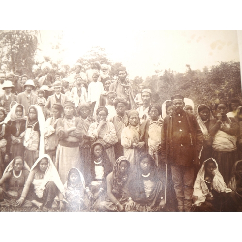 9018 - A victorian photograph album circa 1860's/ 70's containing approx 75 mounted albumen print photograp... 