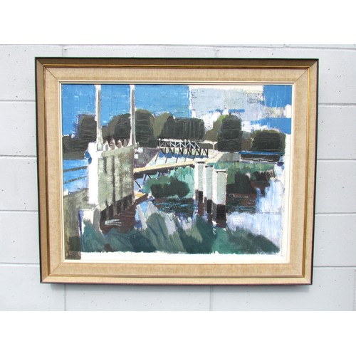 7522 - CARL CHEEK (1927-2011) An oil on canvas titled 'Hambledon Weir I'. Signed bottom right and dated '60... 