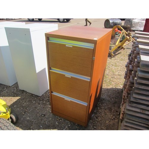 3308 - A teak three drawer filing cabinet