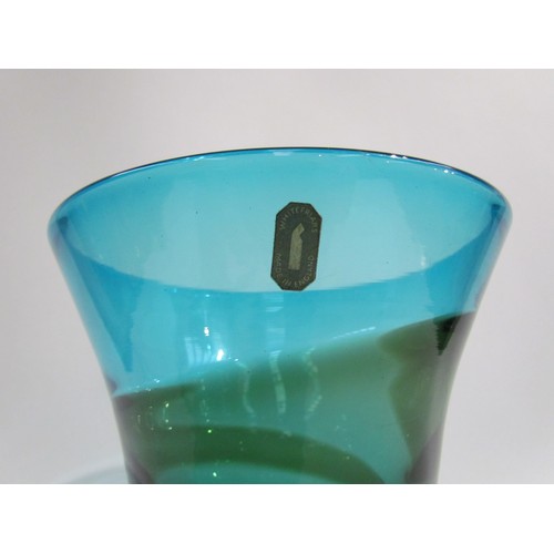 7195 - A Whitefriars flared ribbon trail vase designed by Geoffrey Baxter, No.9708 in Kingfisher Blue and g... 