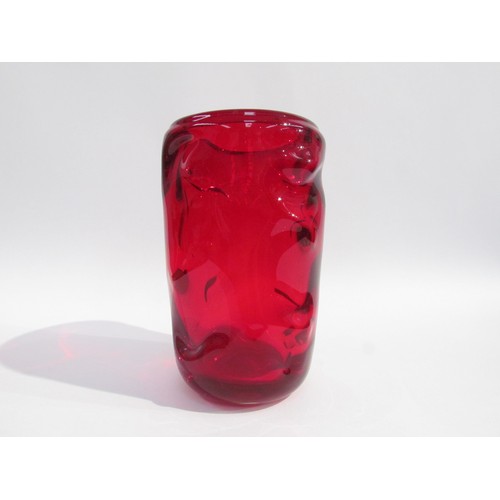 7187 - A Whitefriars Knobbly range large vase in Ruby, designed by William Wilson & Harry Dyer, No.9611.  2... 