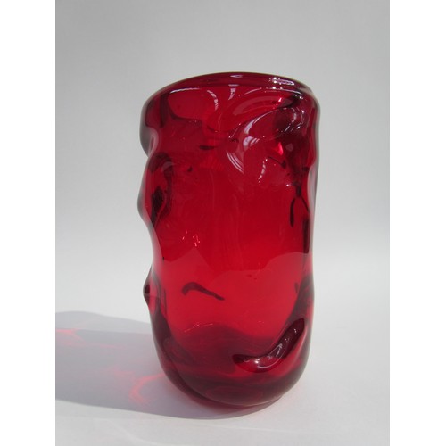 7187 - A Whitefriars Knobbly range large vase in Ruby, designed by William Wilson & Harry Dyer, No.9611.  2... 