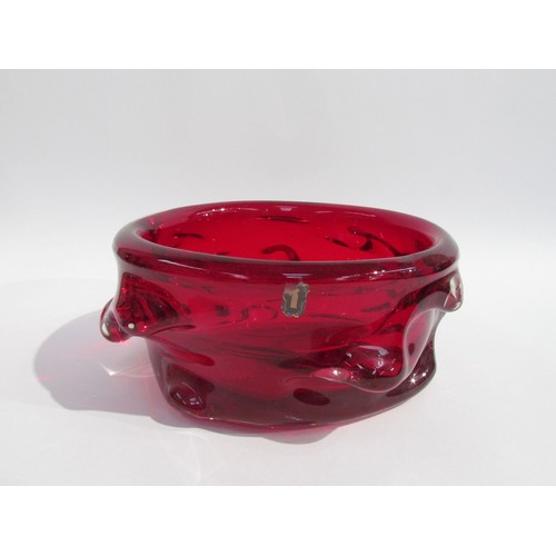 7217 - A Whitefriars Knobbly range large bowl in Ruby, designed by William Wilson & Harry Dyer, No.9615. 11... 