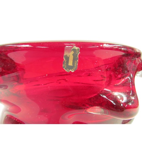 7217 - A Whitefriars Knobbly range large bowl in Ruby, designed by William Wilson & Harry Dyer, No.9615. 11... 