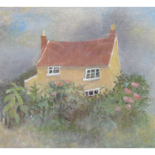 7539 - TESSA NEWCOMB (b.1955) (ARR) : An oil on panel of cottage, monogram bottom right and dated '17. Imag... 