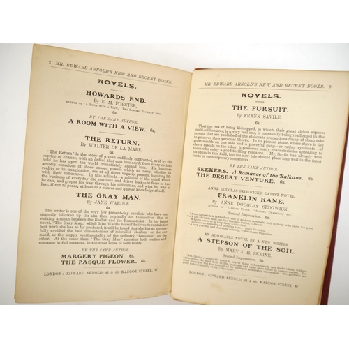 9280 - E.M. Forster: 'Howards End', London, Edward Arnold, 1910, 1st edition, seemingly an intermediate iss... 