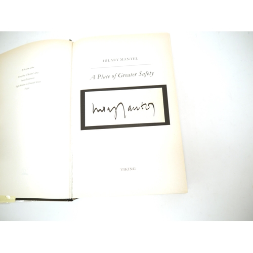 9318 - Hilary Mantel: 'A Place of Greater Safety', London, Viking, 1992, 1st edition, card piece signed by ... 