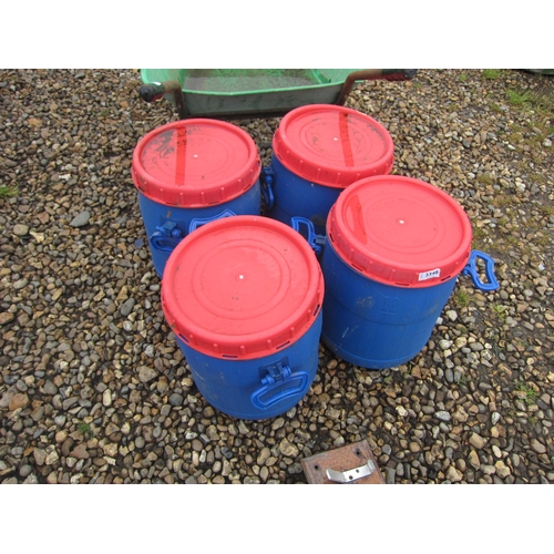 3348 - Four plastic lidded drums