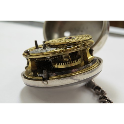 8208 - Two 19th Century silver cased pair case pocket watches, one with fusee movement and verge escapement... 