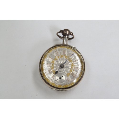 8208 - Two 19th Century silver cased pair case pocket watches, one with fusee movement and verge escapement... 