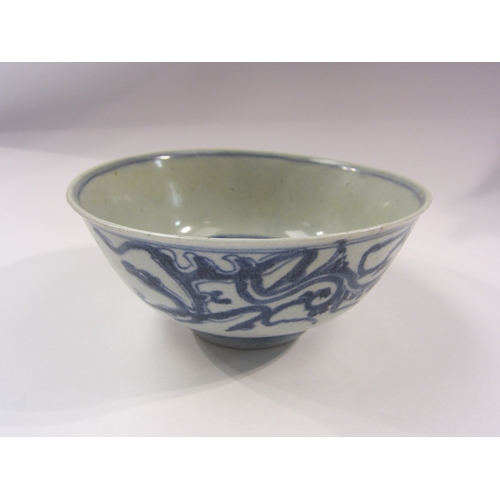 4307 - A 19th Century blue and white porcelain slop bowl, labelled to base with Christie's Diana Cargo sale... 