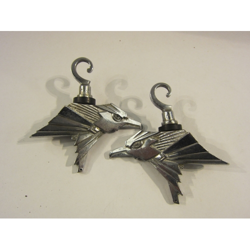 4329 - A pair of chrome Art Deco eagle heads, possibly bathroom hooks