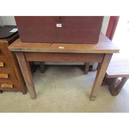 2350 - A rustic pine table with one drawer