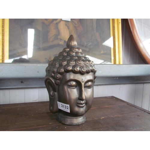 2156 - A resin bronzed Buddha head