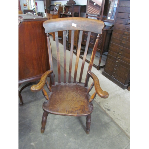 2254 - A Victorian elm seated Grandfather chair