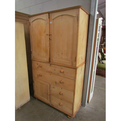 2404 - A Victorian pine cupboard on chest