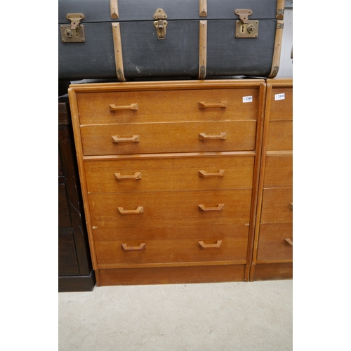 2472 - A G Plan oak chest of five drawers Brandon range