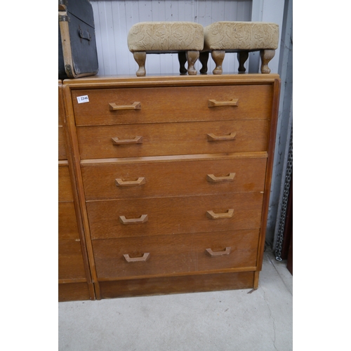 2473 - A G Plan oak chest of five drawers Brandon range