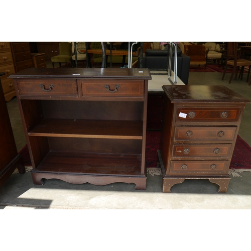 2503 - A Regency style reproduction bedside chest of four drawers together with a bookcase (2)