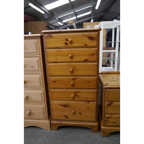 2381 - A pine Ducal chest of six drawers