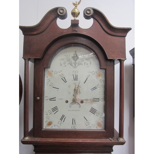 4430 - An early 19th Century oak 8-day longcase clock with painted arch dial - John Baker, Highworth, with ... 