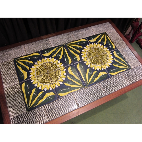 4005 - A retro mid-20th Century tiled-top coffee table, 37cm tall x 83cm long x 52cm wide