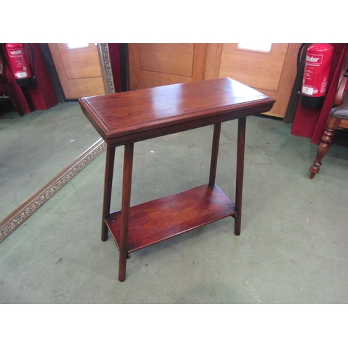 4066 - An Arts & Crafts walnut two-tier hall table on chamfered leg supports united by a pot board shelf, 6... 