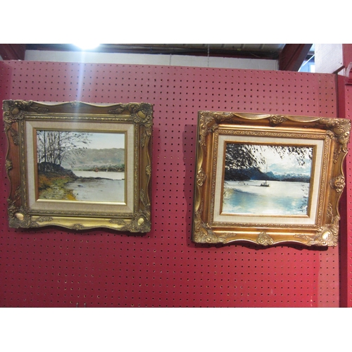 4075 - G. RODILOSSO (XX Bolton Artist): Two gilt framed oils on canvas, Ullswater scenes, both signed and '... 