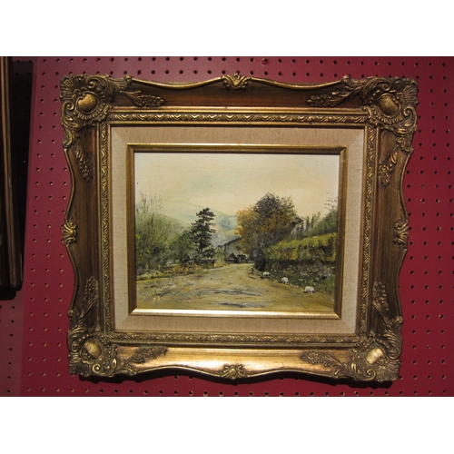 4081 - G. RODILOSSO (XX Bolton Artist): A gilt framed oil on canvas, Hartsop Village, Cumbria, signed and d... 