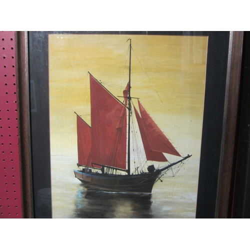 4084 - PETE MASLIN (XX): A framed and glazed acrylic on paper of a yacht, signed and dated '79, image size ... 