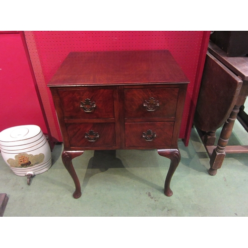 4096 - A Georgian style mahogany chest of four drawers over pad foot cabriole legs with shell carved decora... 