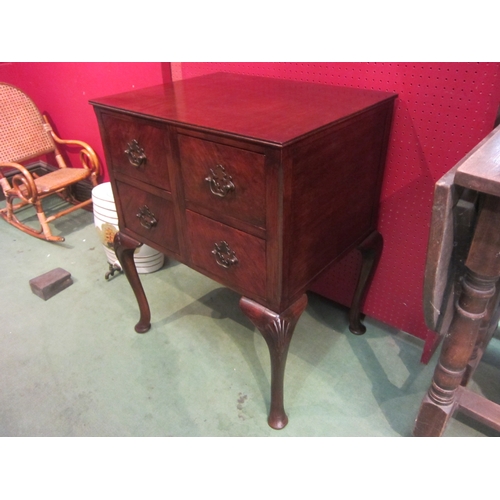 4096 - A Georgian style mahogany chest of four drawers over pad foot cabriole legs with shell carved decora... 