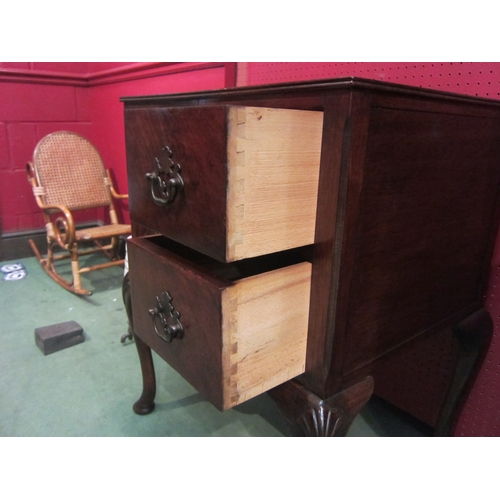 4096 - A Georgian style mahogany chest of four drawers over pad foot cabriole legs with shell carved decora... 