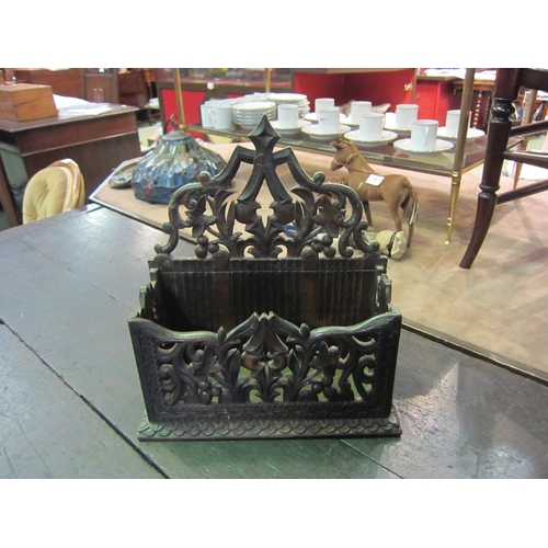 4104 - A 19th Century Black Forest letter rack/box, 35cm tall x 32cm wide x 14cm deep