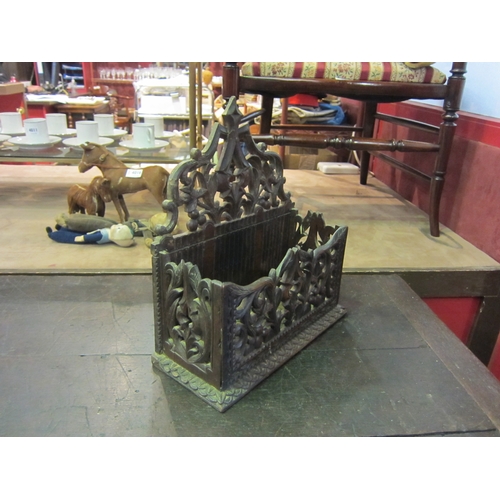 4104 - A 19th Century Black Forest letter rack/box, 35cm tall x 32cm wide x 14cm deep