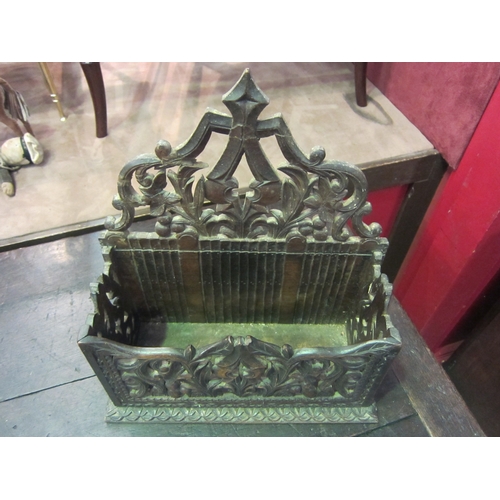 4104 - A 19th Century Black Forest letter rack/box, 35cm tall x 32cm wide x 14cm deep