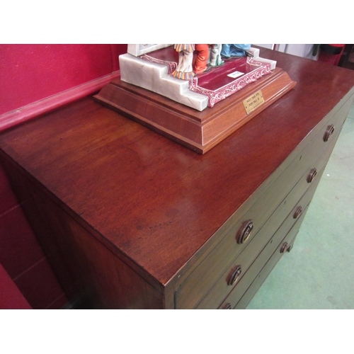 4159 - A Circa 1850 mahogany chest of four graduating long drawers on bracket feet, 89cm tall x 92cm wide x... 