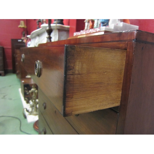 4159 - A Circa 1850 mahogany chest of four graduating long drawers on bracket feet, 89cm tall x 92cm wide x... 