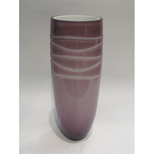 4393 - A modern art glass vase with wavy line detail, 35cm tall   (R) £15