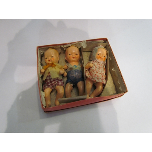 4417 - Three small porcelain dolls, marked foreign