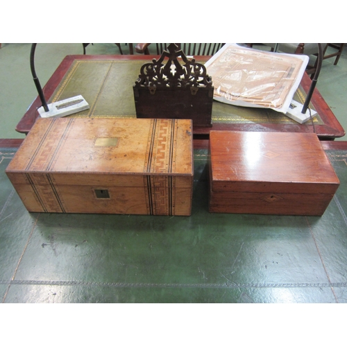 4108 - Two writing boxes including burr walnut example with parquetry inlay and two inkwells to interior