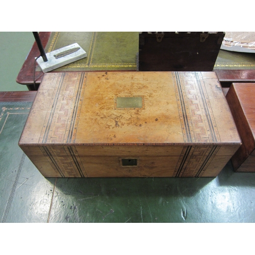 4108 - Two writing boxes including burr walnut example with parquetry inlay and two inkwells to interior