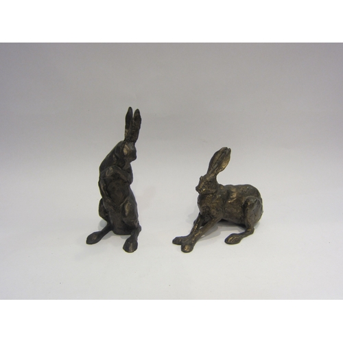 4198 - Two bronzed resin figures of hares, both repaired   (E) £10-20