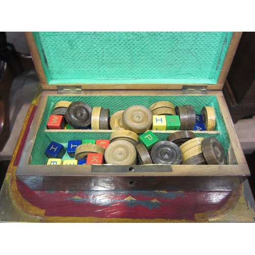 4202 - Four boxes including brass banded writing box (a/f), Mayflower design and a games box with draughts ... 