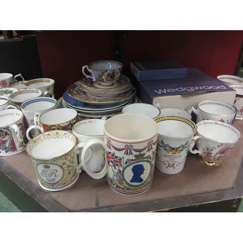 4241 - A collection of mainly Elizabeth II Royal Commemorative wares, Wedgwood Jasperware, gilded cup and s... 