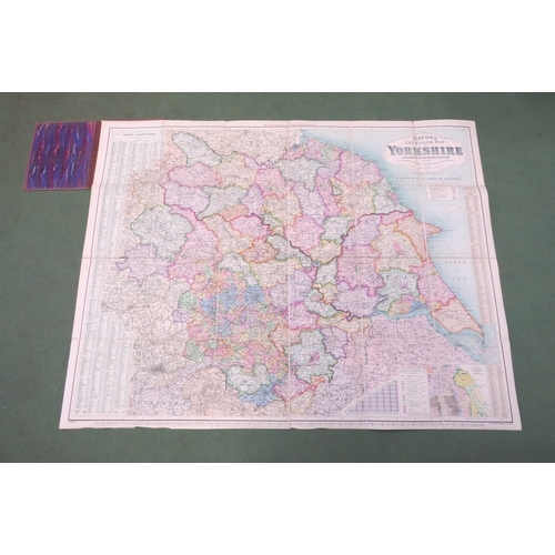 4194 - Bacon's Excelsior Map of Yorkshire, large folding map of Yorkshire, 1901 with a Philip's Atlas 1927 ... 