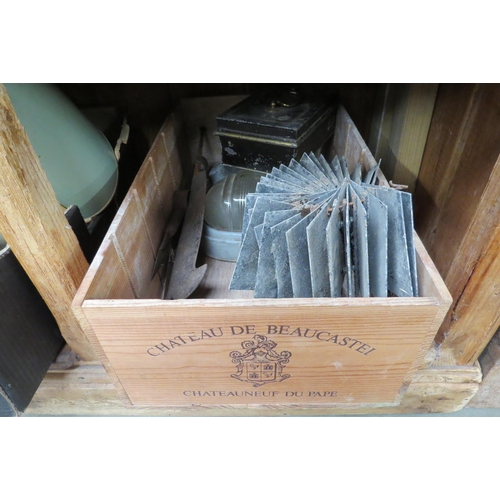 2054 - Two boxes of bygone tools etc