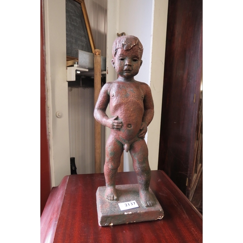 2137 - A mid 20th Century painted plaster study of a boy