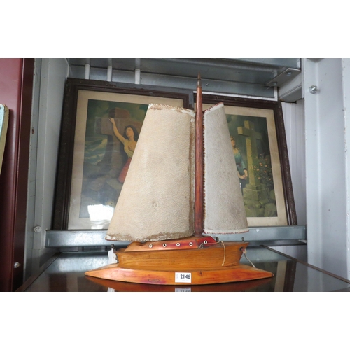 2146 - A wooden boat lamp